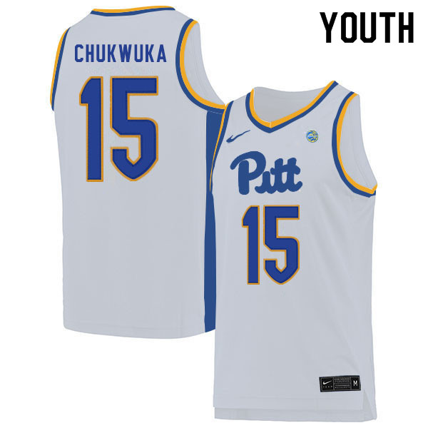Youth #15 Kene Chukwuka Pitt Panthers College Basketball Jerseys Sale-White